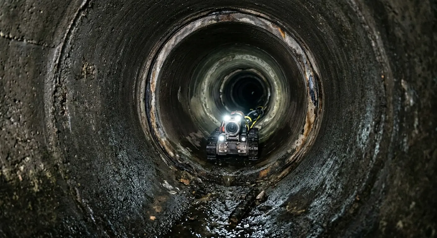 Robotic sewer camera inspecting pipe interior for Sewer Line Repair in Deer Park